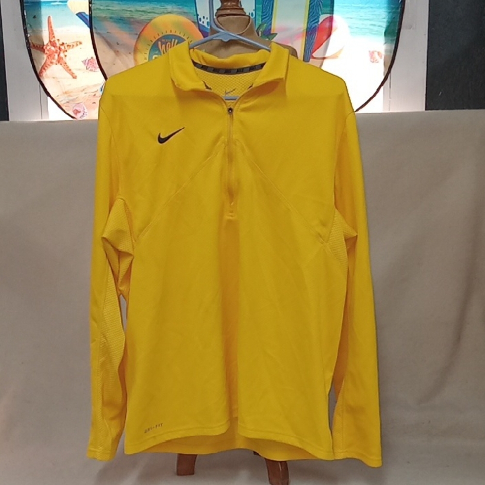 Nike Yellow Athletic Pullover With Partial Zipper - image 1